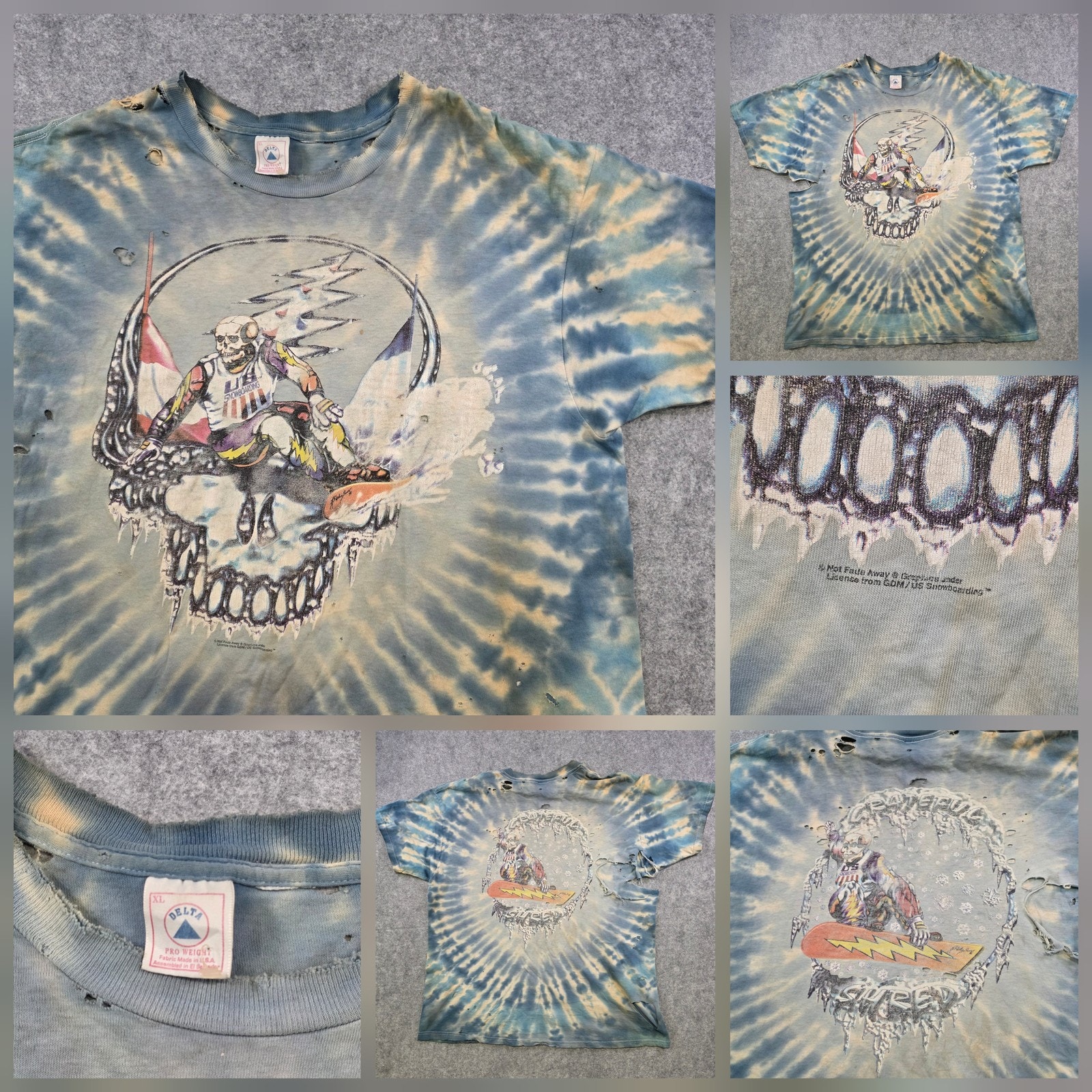 Vtg Grateful Dead T Shirt Mens Xl Tie Dye Usa Ski Olympic Team Snowboard 90s